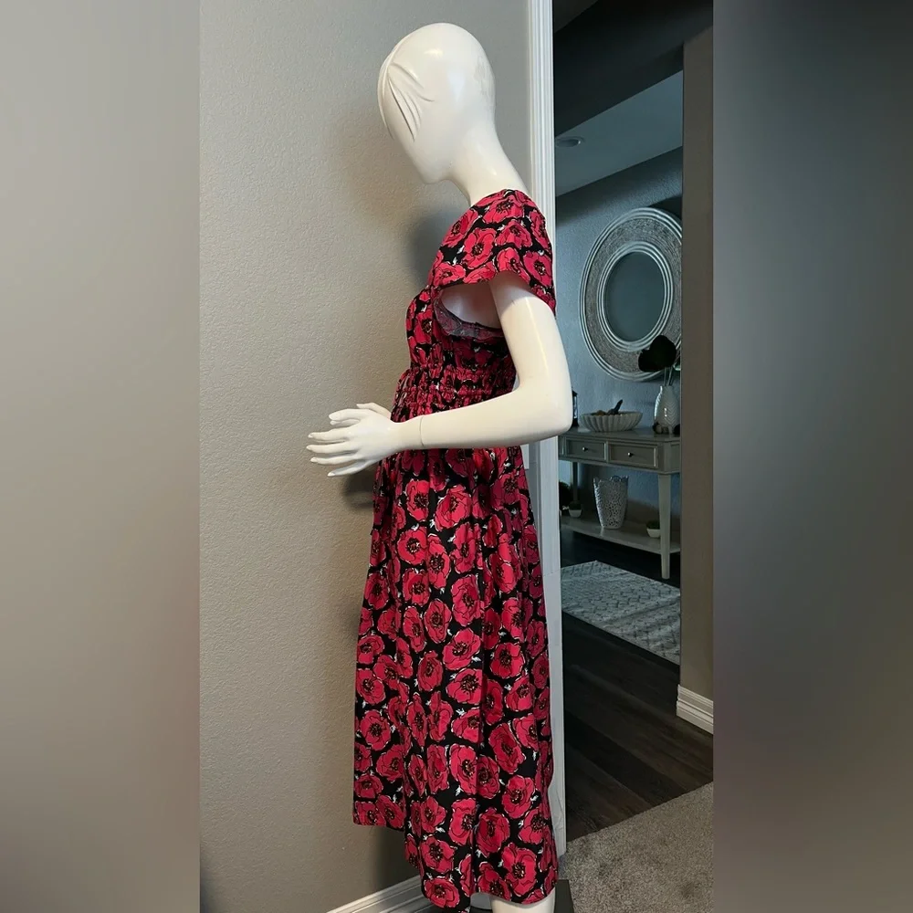 Kate Spade Poppy Toss Square-neck Midi Dress size S - Picture 2 of 11